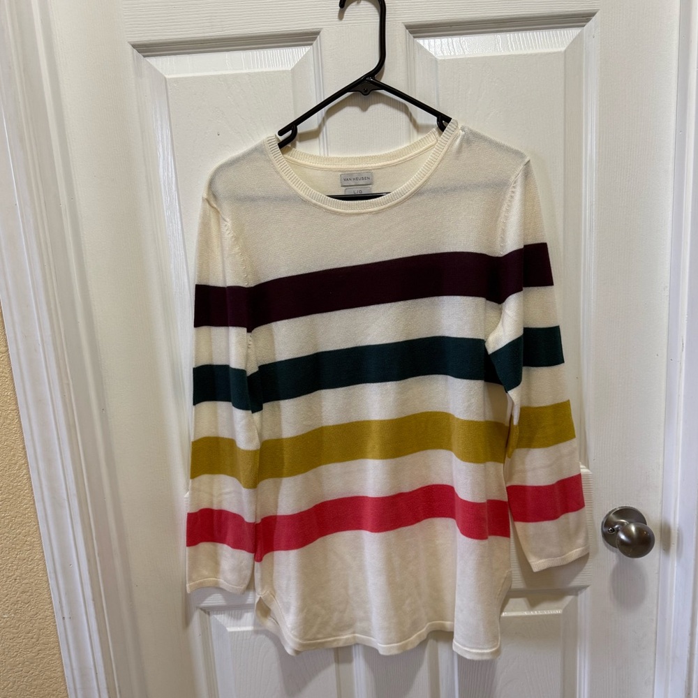 Women’s Van Heusen Cream Knit Striped Sweater
